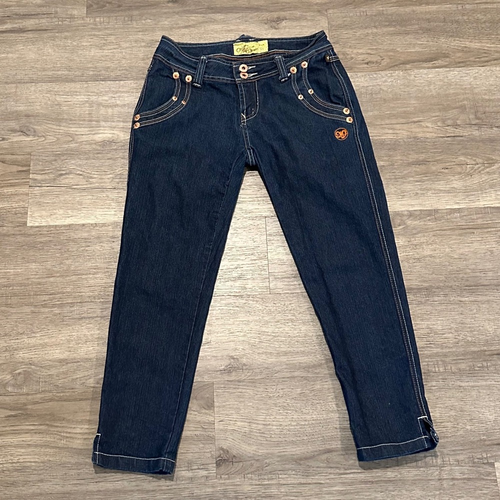 Vintage Mecca Femme Zebra Pocket Jeans Y2K Streetwear Low Rise Cropped Denim 5/6